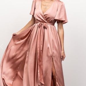 Womens Blush Satin Maxi Dress - size XL (BalticBorn)